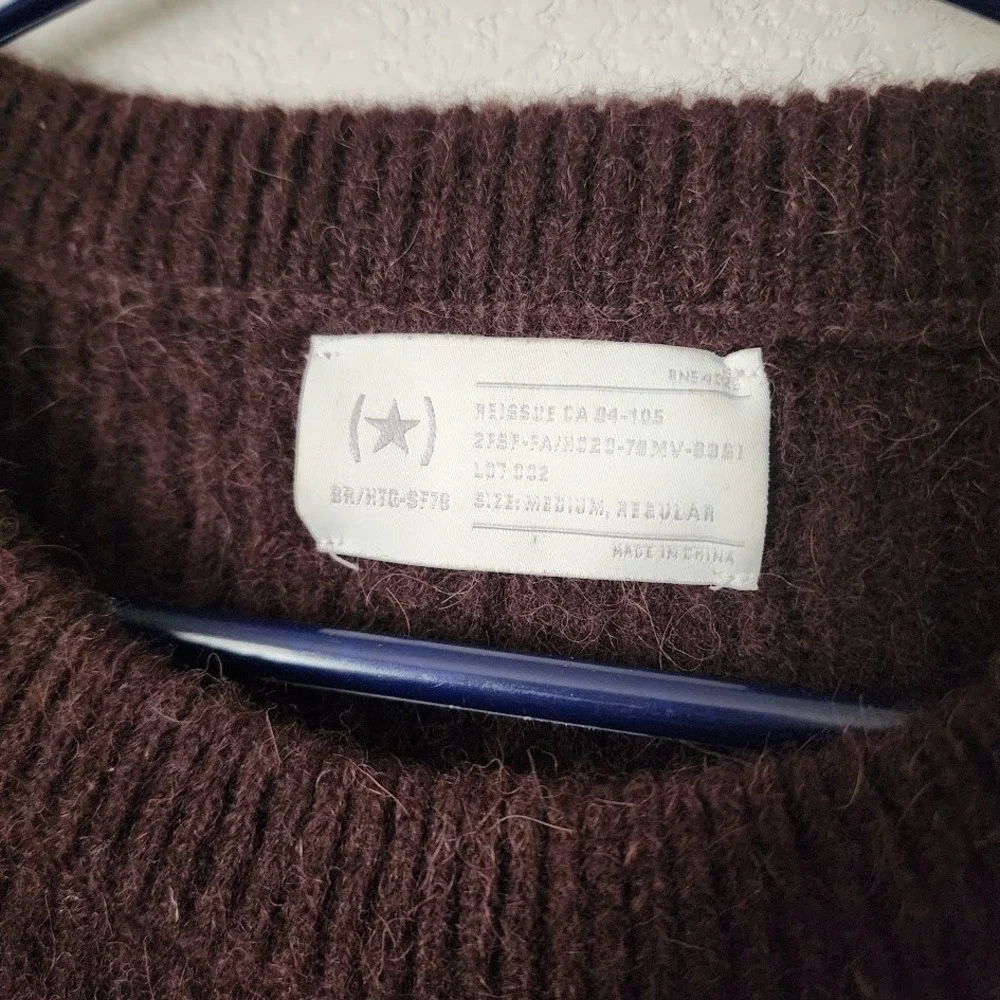 CONVERSE Heritage Wedge Crewneck Alpaca Wool‎ Blend Sweater Brown Minimalist M